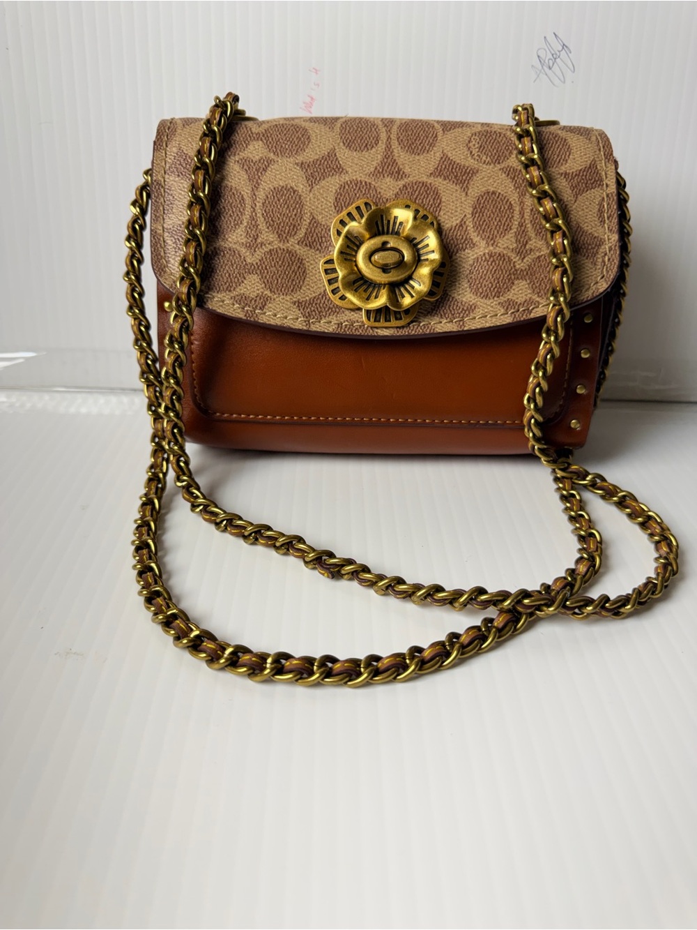 Coach Brown Signature Canvas & Leather Crossbody with Floral Turn-Lock - Picture 2 of 12
